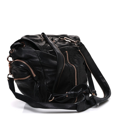 Alexander Wang Lambskin Marti Backpack Bag Washed Black Rose Gold Hardware 2 of 8
