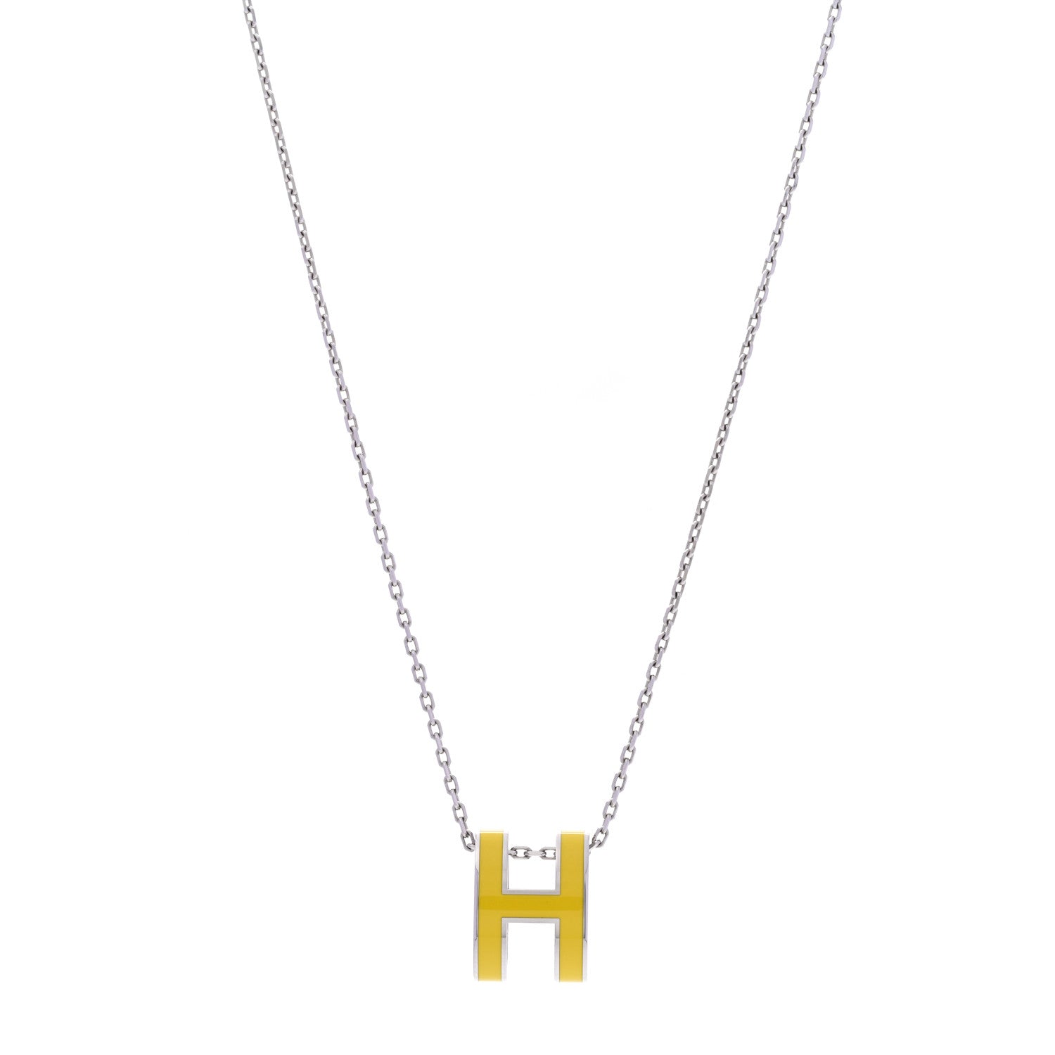 Hermes Palladium Pop H Pendant Necklace New Lime 1 of 6