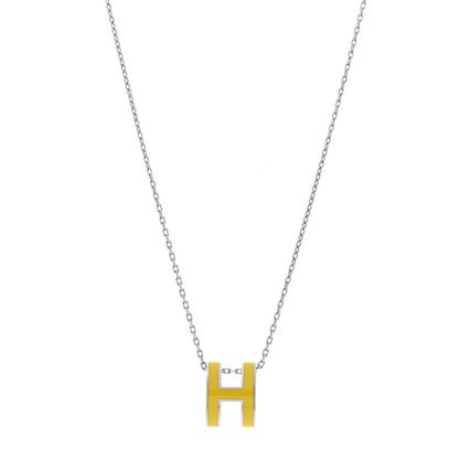 Hermes Palladium Pop H Pendant Necklace New Lime 1 of 6