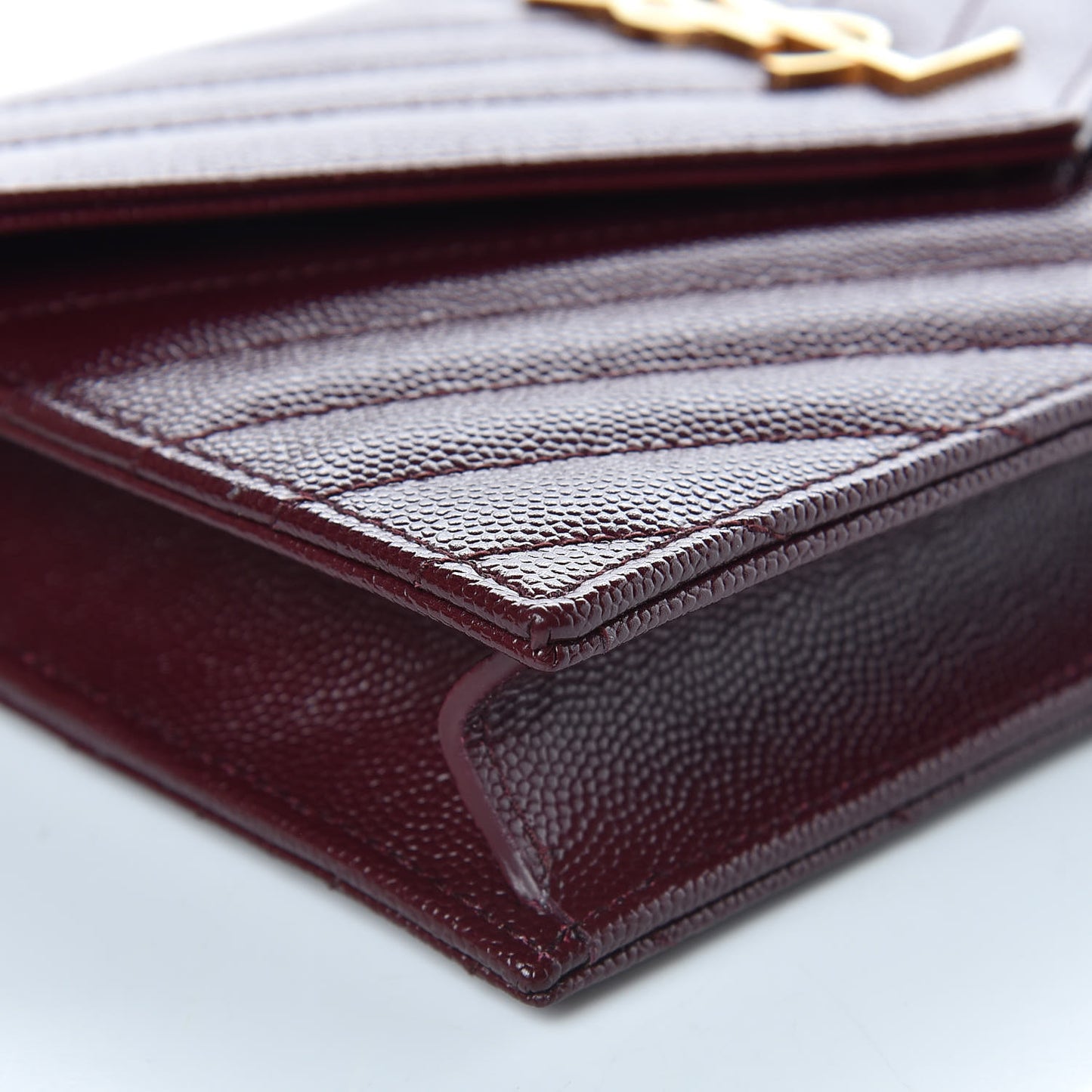 Grain De Poudre Matelasse Chevron Monogram Envelope Chain Wallet Rouge Legion