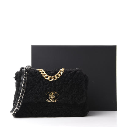 Chanel Shearling Sheepskin Medium 19 Flap Black 11 of 11