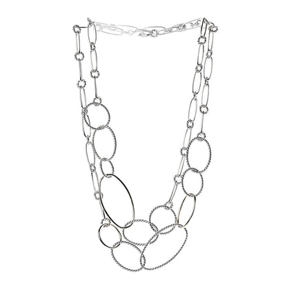 David Yurman Sterling Silver 18K Yellow Gold Mobile Link Necklace 3 of 4