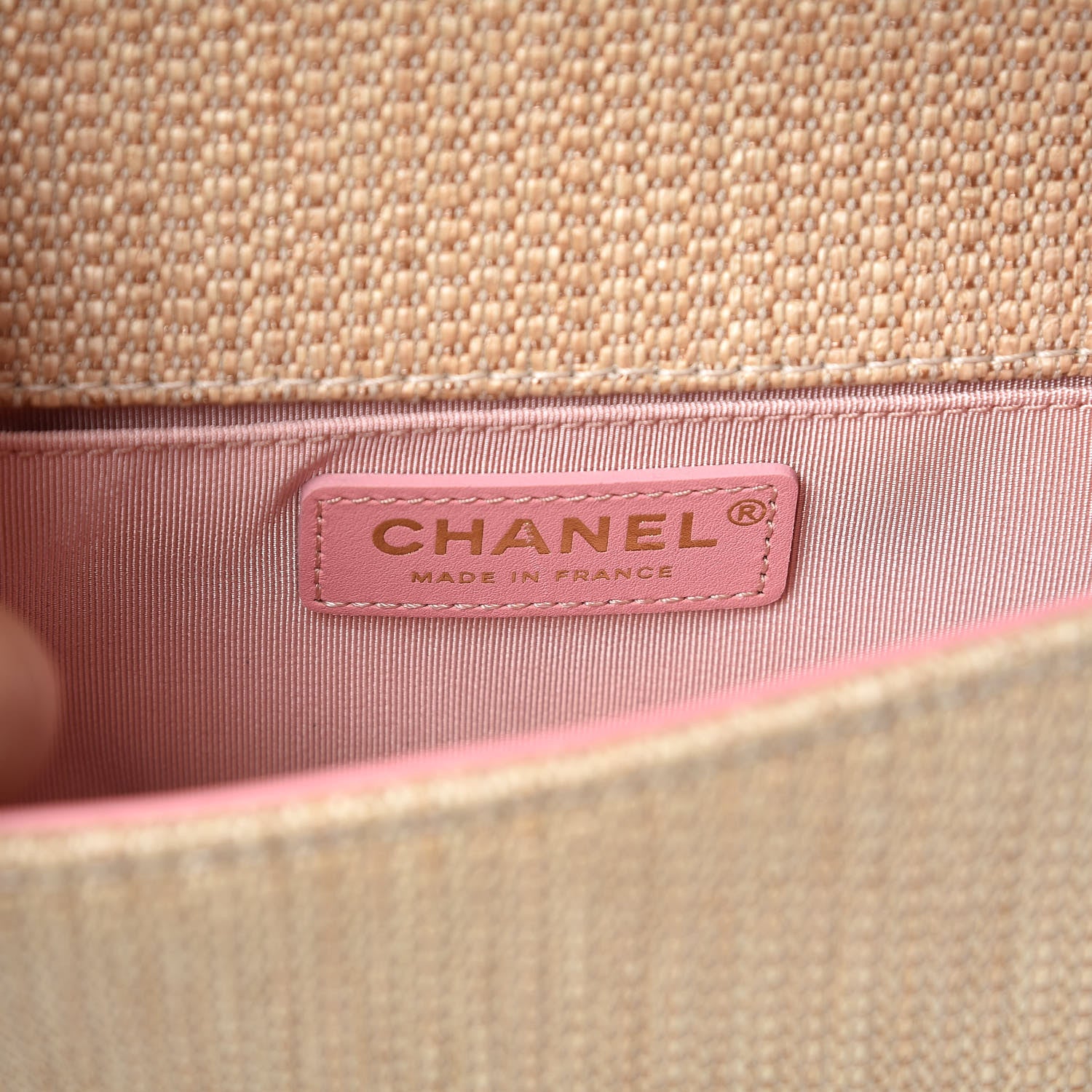 Chanel Cotton Canvas Calfskin Chevron Embroidered Small Boy Flap Beige Pink 6 of 8