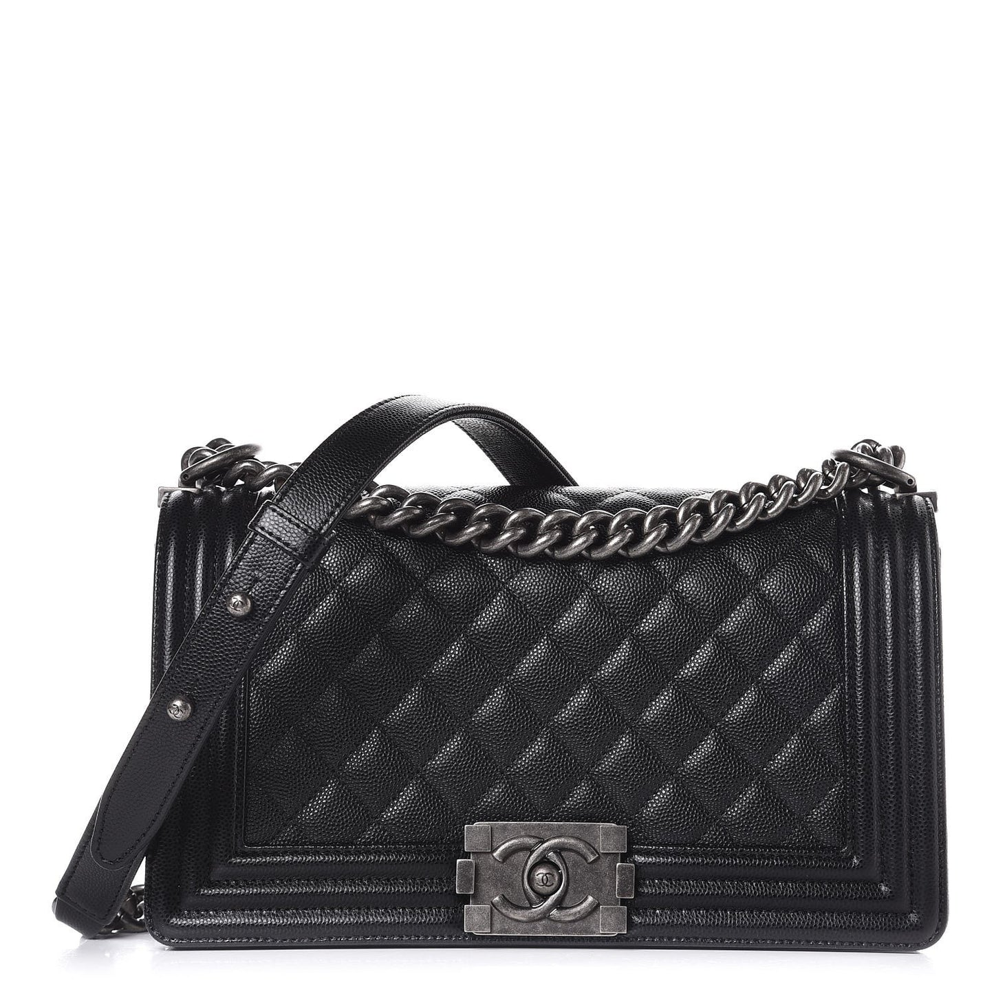 Caviar Quilted Medium Boy Flap Black