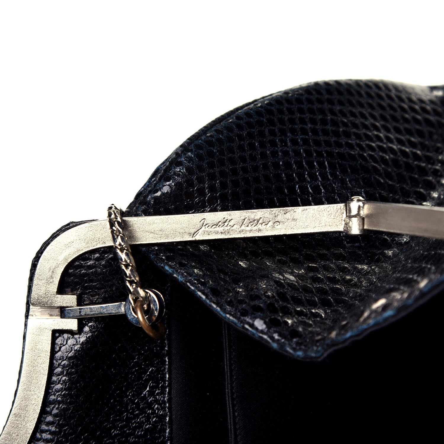 Judith Leiber Snakeskin Crystal Evening Bag Black 7 of 11