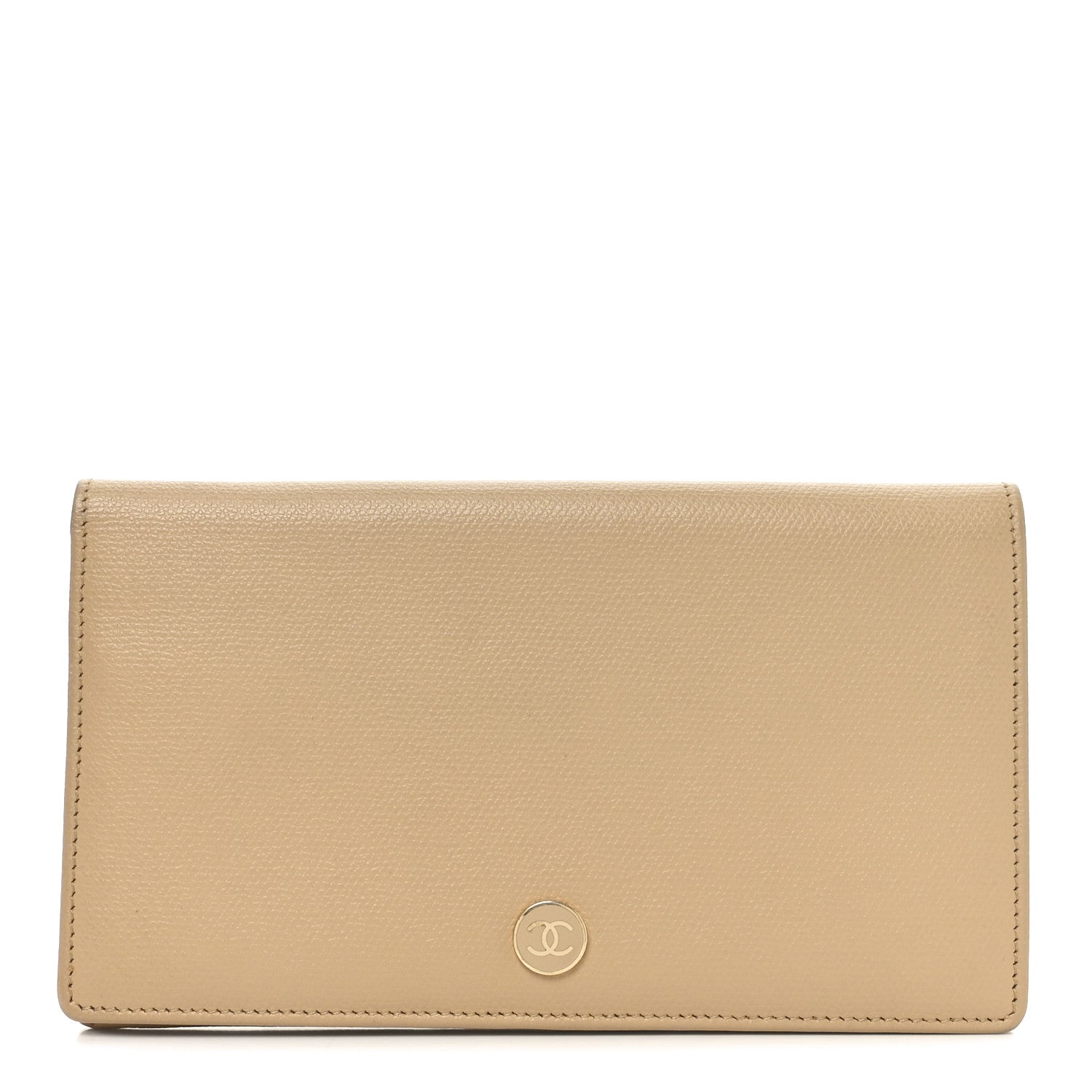 Chanel Grained Calfskin CC Button Yen Wallet Beige 1 of 8