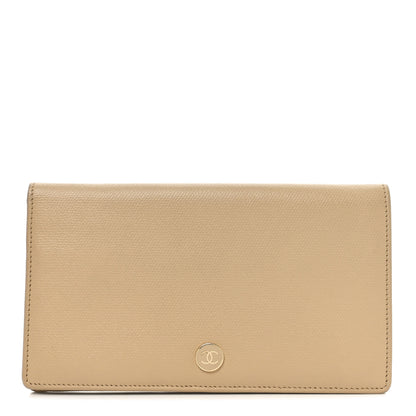 Chanel Grained Calfskin CC Button Yen Wallet Beige 1 of 8