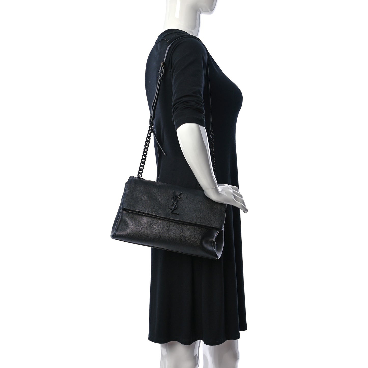 Grain De Poudre Medium West Hollywood Monogram Fold-Over Black