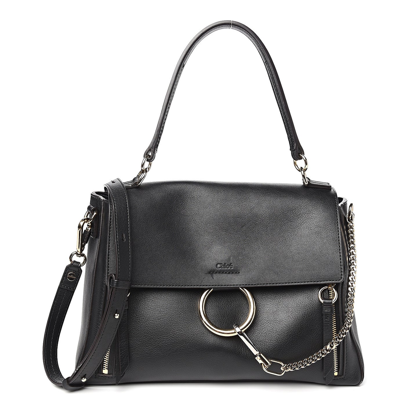Calfskin Medium Faye Day Shoulder Bag Black