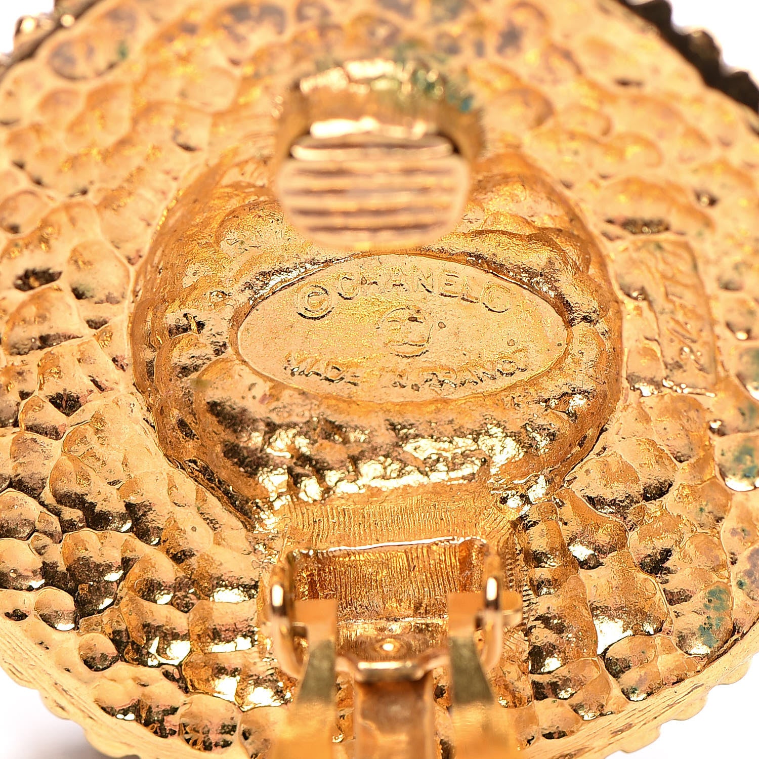 Chanel CC Button Clip On Earrings Gold 4 of 4