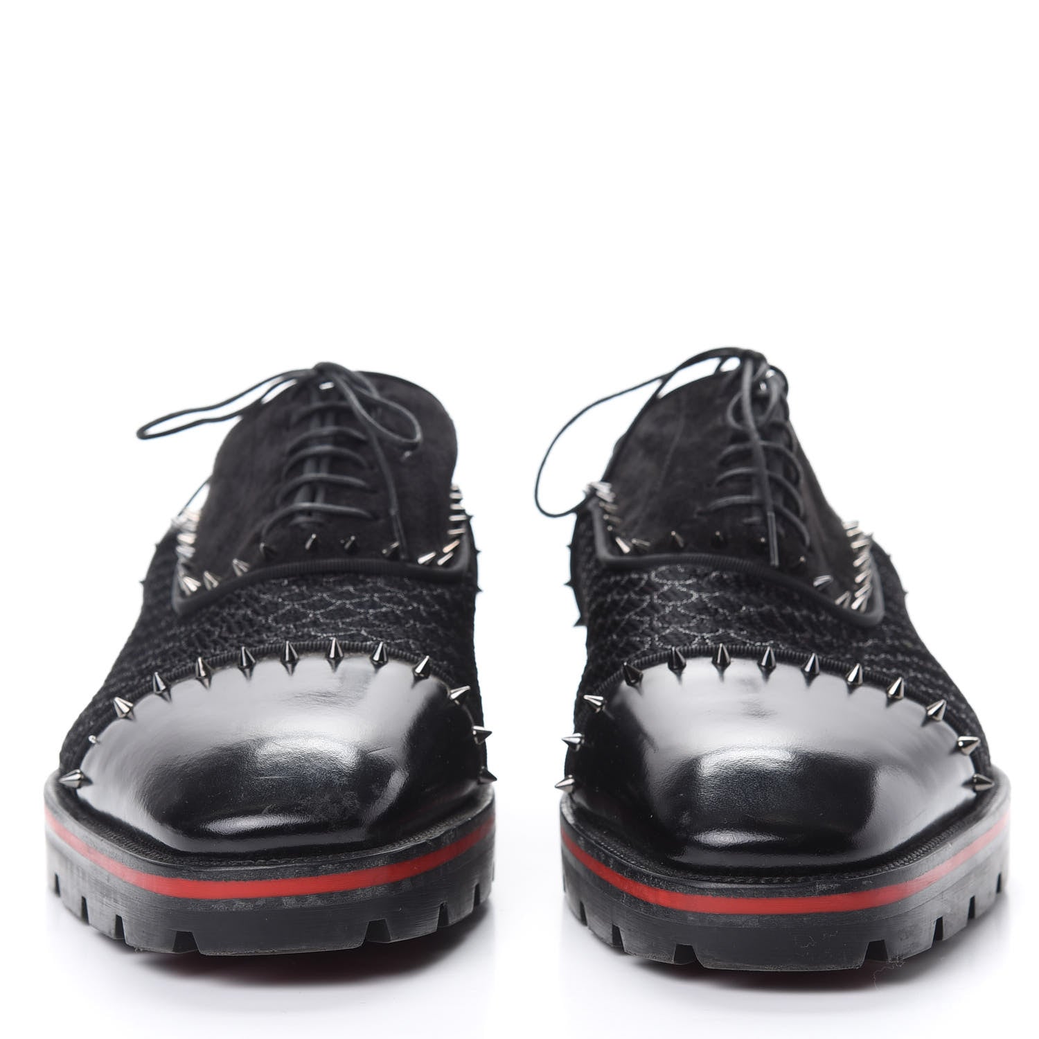 Christian Louboutin Suede Calfskin Spikes Champignac Mens Flat Oxfords 44 Black 2 of 10