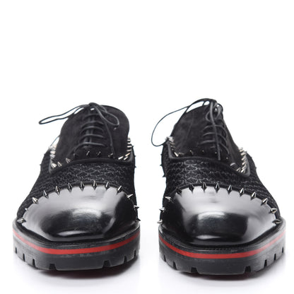 Christian Louboutin Suede Calfskin Spikes Champignac Mens Flat Oxfords 44 Black 2 of 10