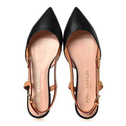 Louis Vuitton Calfskin Blossom Slingback Flat Ballerina 36 Black 2 of 12
