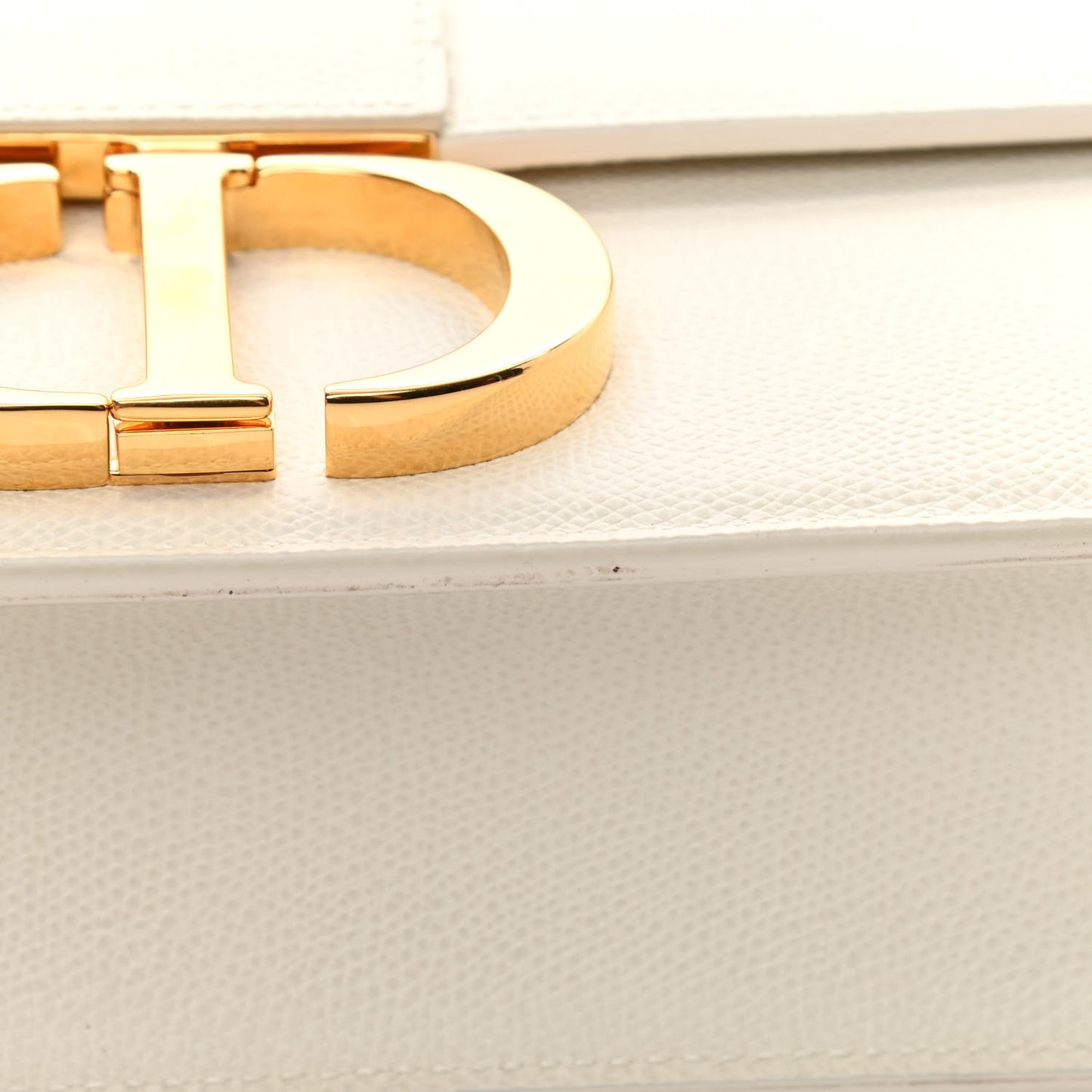 Grained Calfskin 30 Montaigne Flap Bag White