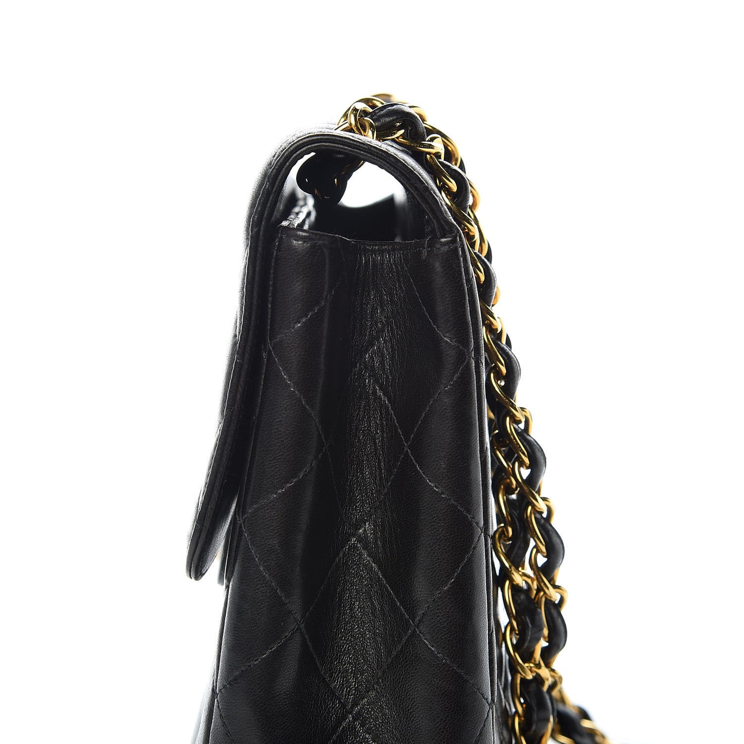 Lambskin Quilted Jumbo Single Flap Black