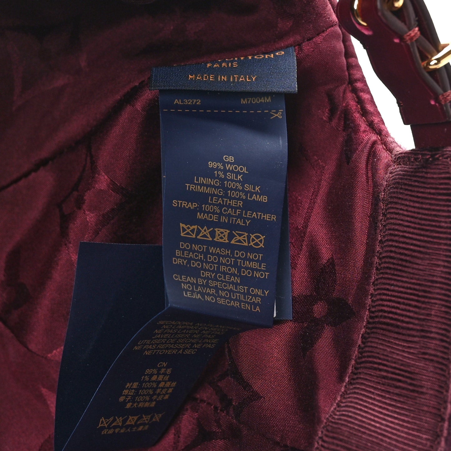 Wool Silk Monogram Endless Cap M Bordeaux