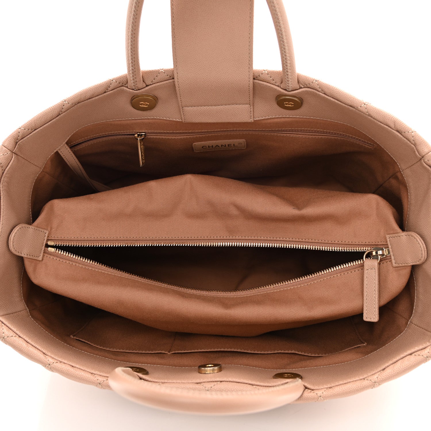 Chanel Caviar Quilted Large Coco Handle Shopping Tote Beige 6 of 9