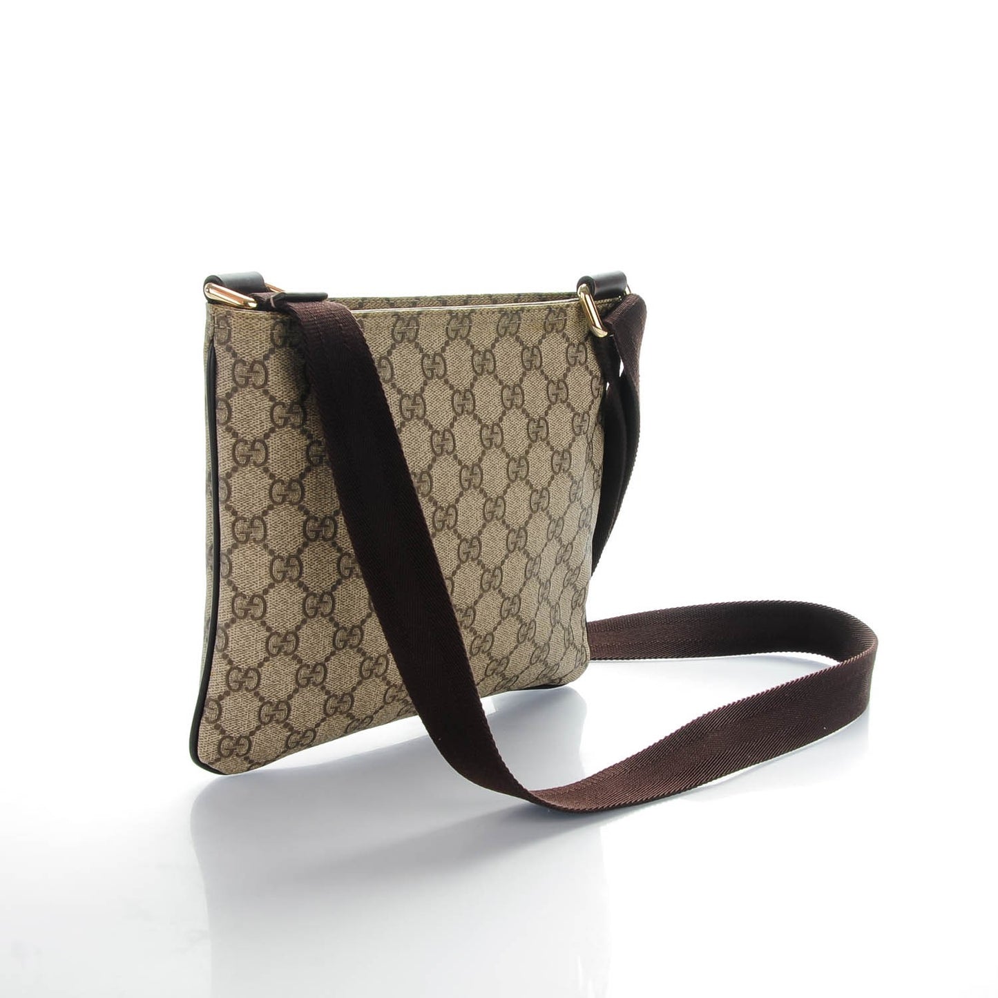 GG Supreme Monogram Small Flat Messenger Bag Dark Brown