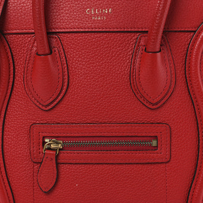 Celine Drummed Calfskin Nano Luggage Red 7 of 14