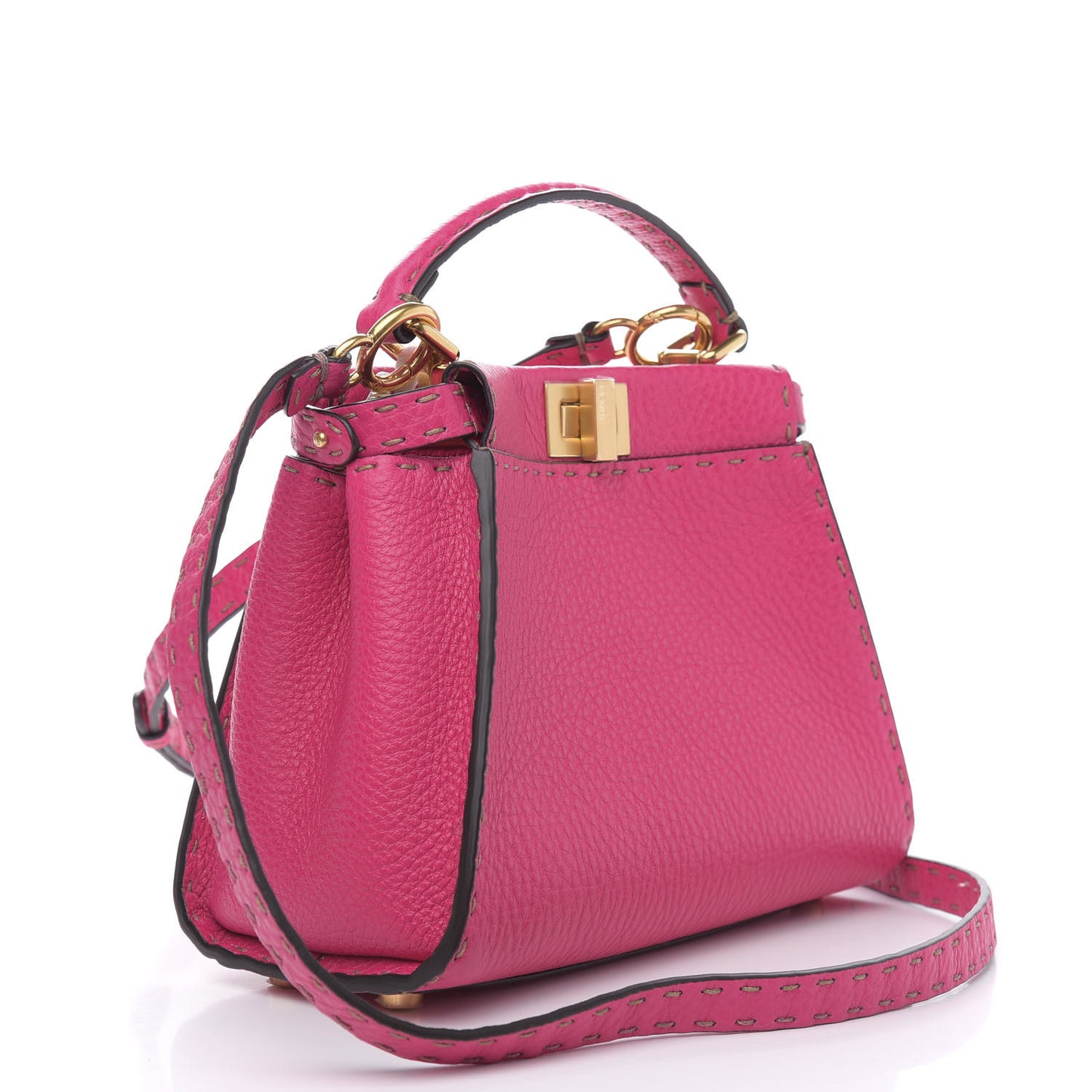 Cuoio Romano Selleria Mini Peekaboo Iconic Satchel Fuxia