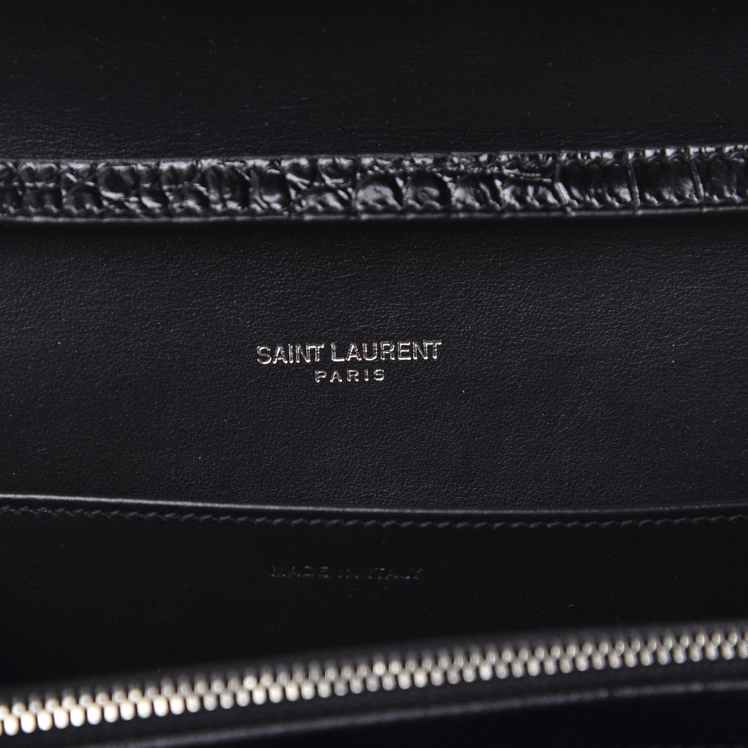 Saint Laurent Calfskin Crocodile Embossed Monogram Uptown Crossbody Black 6 of 10