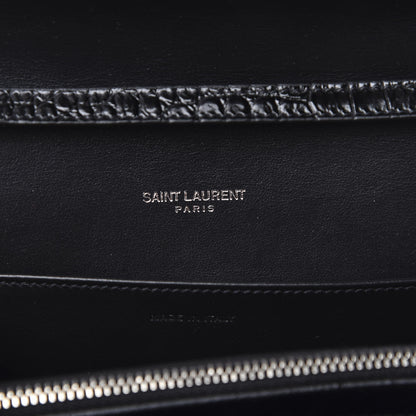 Saint Laurent Calfskin Crocodile Embossed Monogram Uptown Crossbody Black 6 of 10