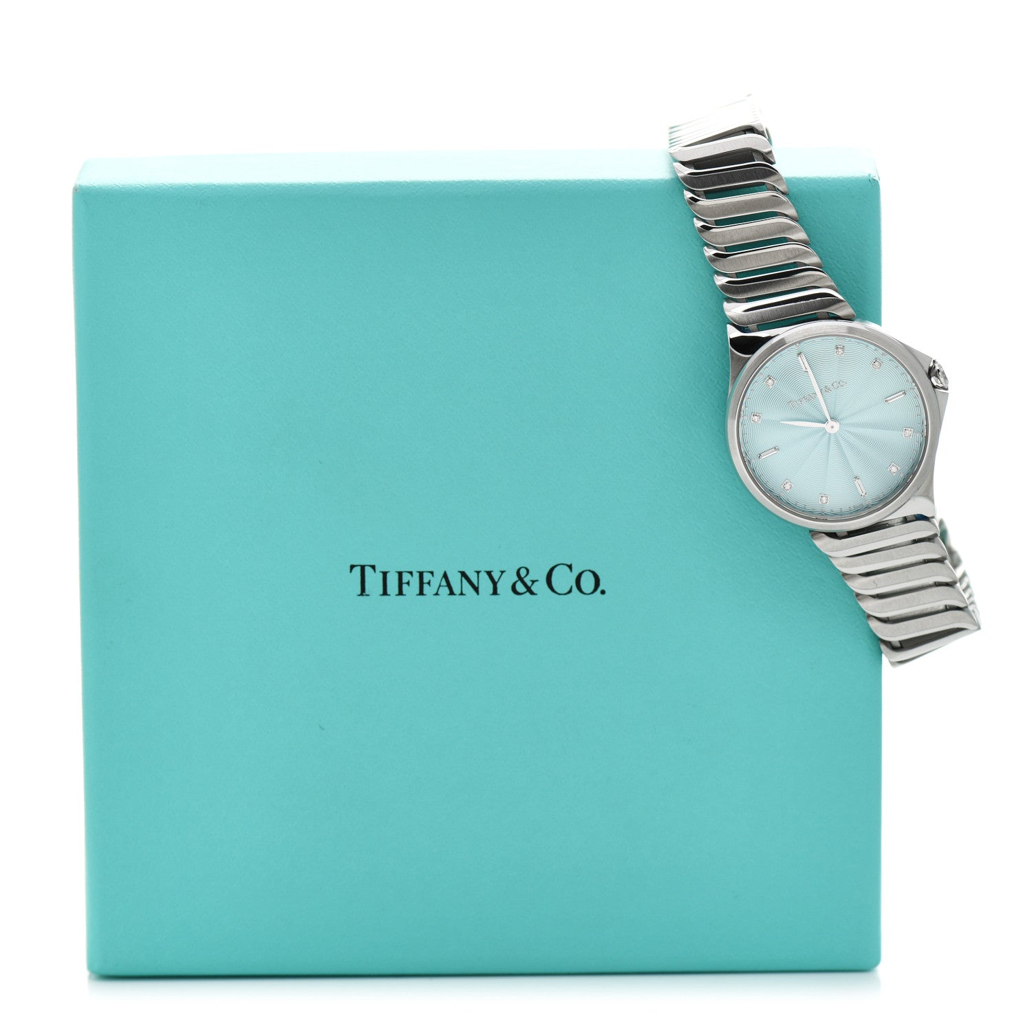 Tiffany Stainless Steel Diamond 28mm Metro 2-Hand Quartz Watch Ice Blue 5 of 5