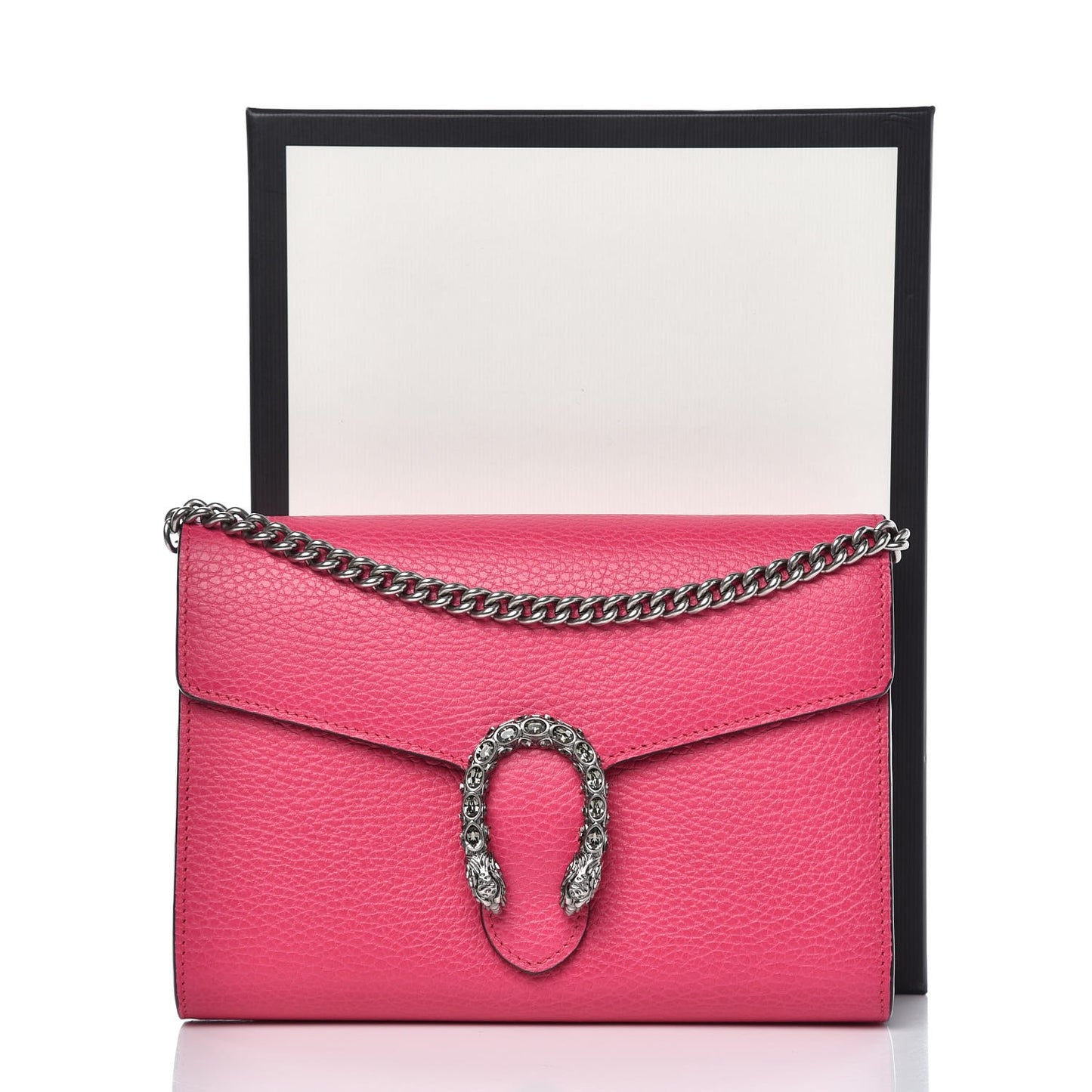 Dollar Calfskin Crystal Mini Dionysus Chain Wallet Box Pink