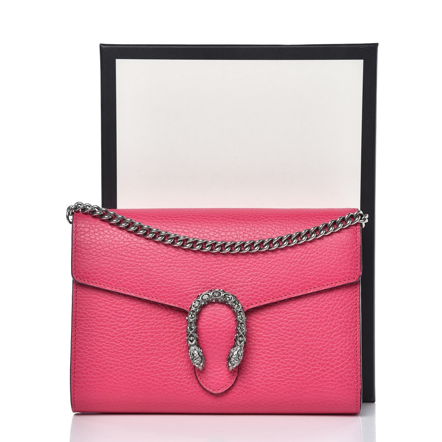 Gucci Dollar Calfskin Crystal Mini Dionysus Chain Wallet Box Pink 9 of 9