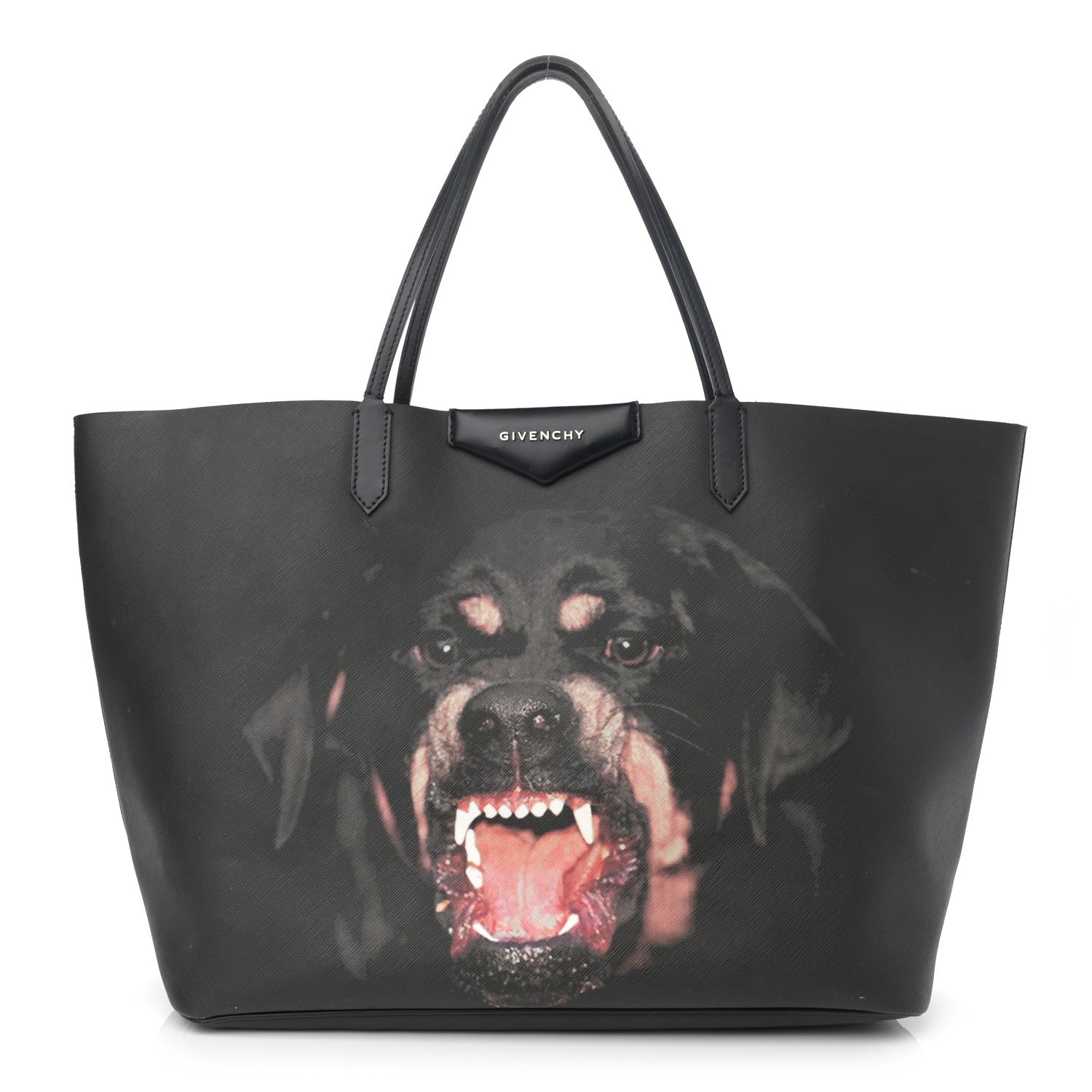 Givenchy Textured Coated Canvas Rottweiler Print Large Antigona Tote Black 1 of 13