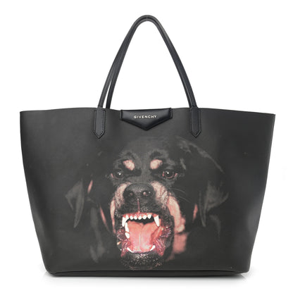 Givenchy Textured Coated Canvas Rottweiler Print Large Antigona Tote Black 1 of 13