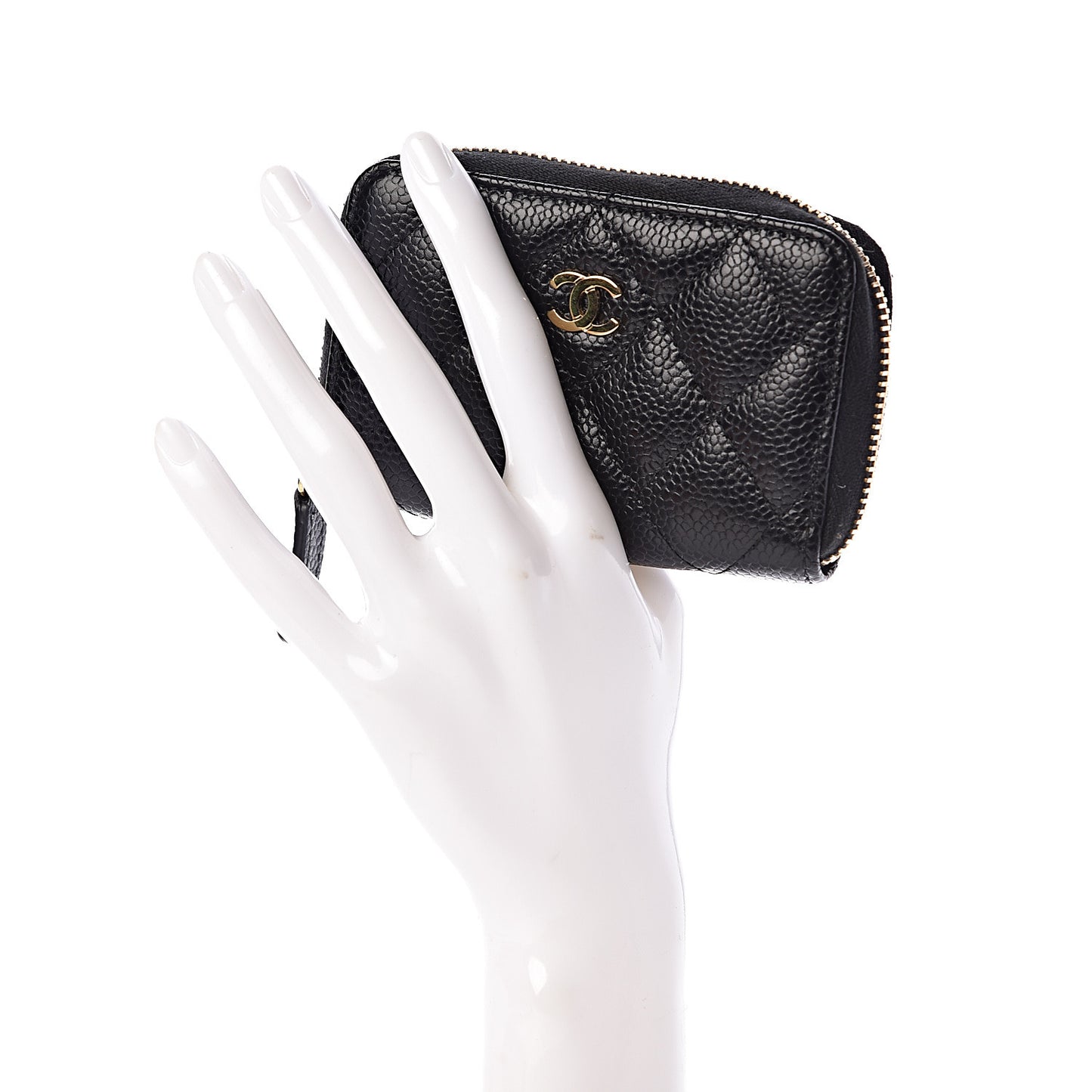 Caviar Quilted Zip Coin Purse Black