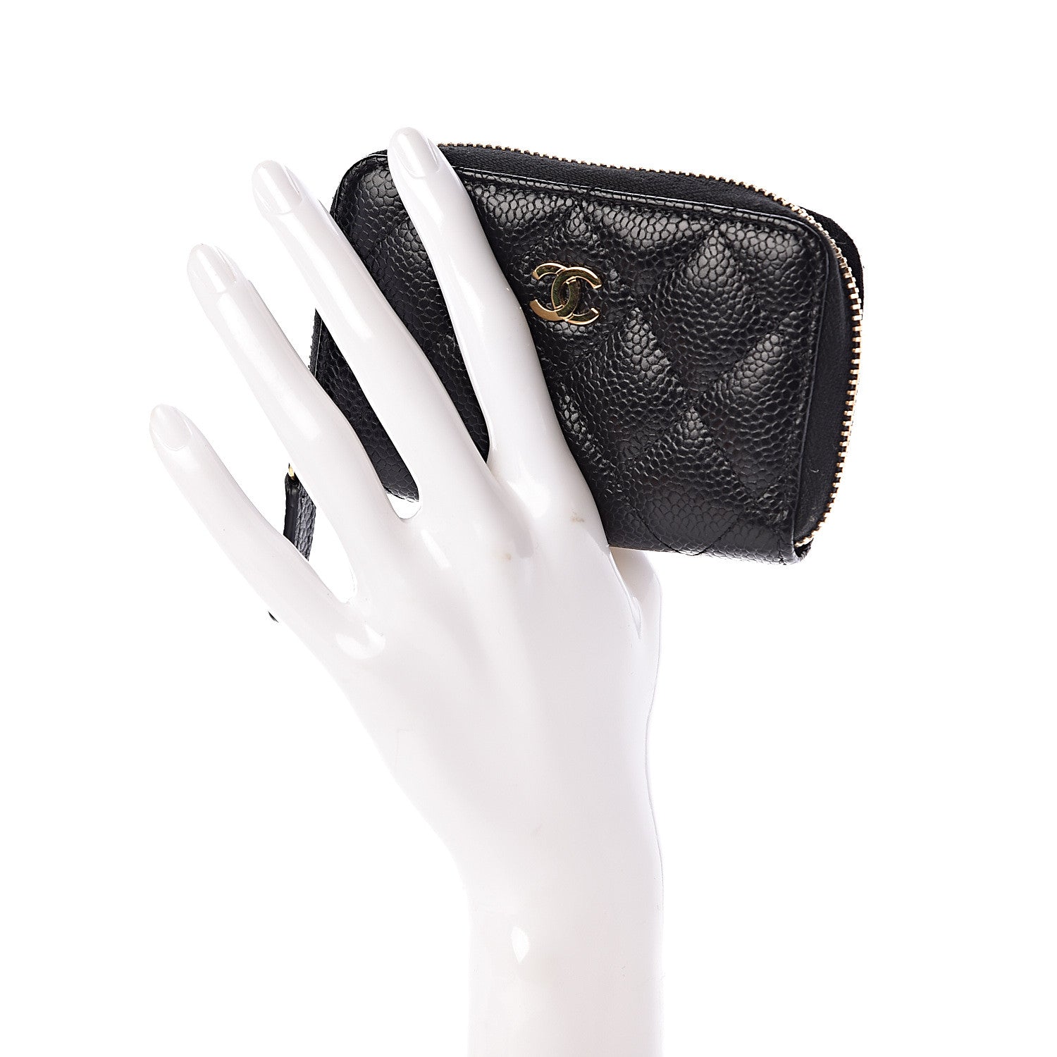 Chanel Caviar Quilted Zip Coin Purse Black 2 of 8