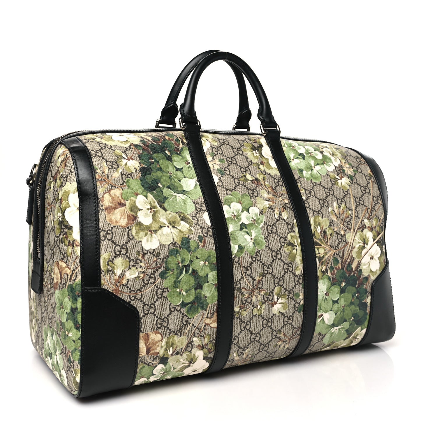 GG Supreme Monogram Blooms Medium Duffle Beige New Military Black