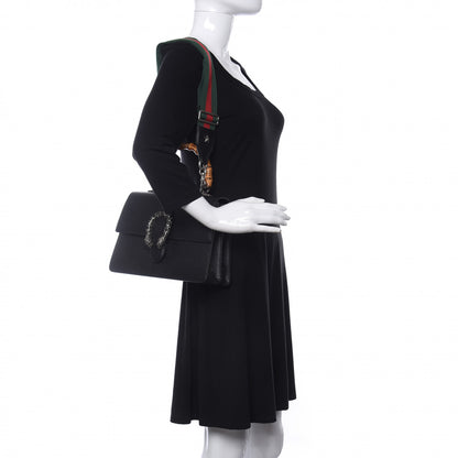 Gucci Dollar Calfskin Crystal Web Medium Dionysus Bamboo Top Handle Bag Black Black Diamond 2 of 9