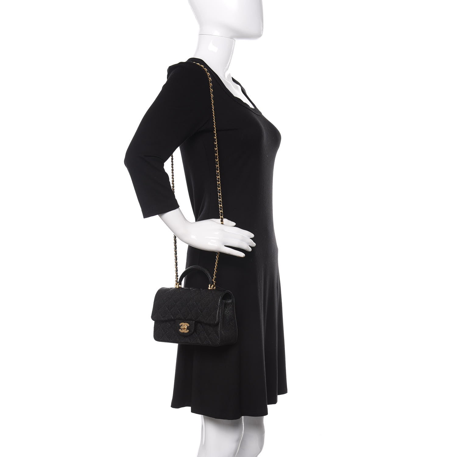 Chanel Caviar Quilted Mini Top Handle Rectangular Flap Black 2 of 11