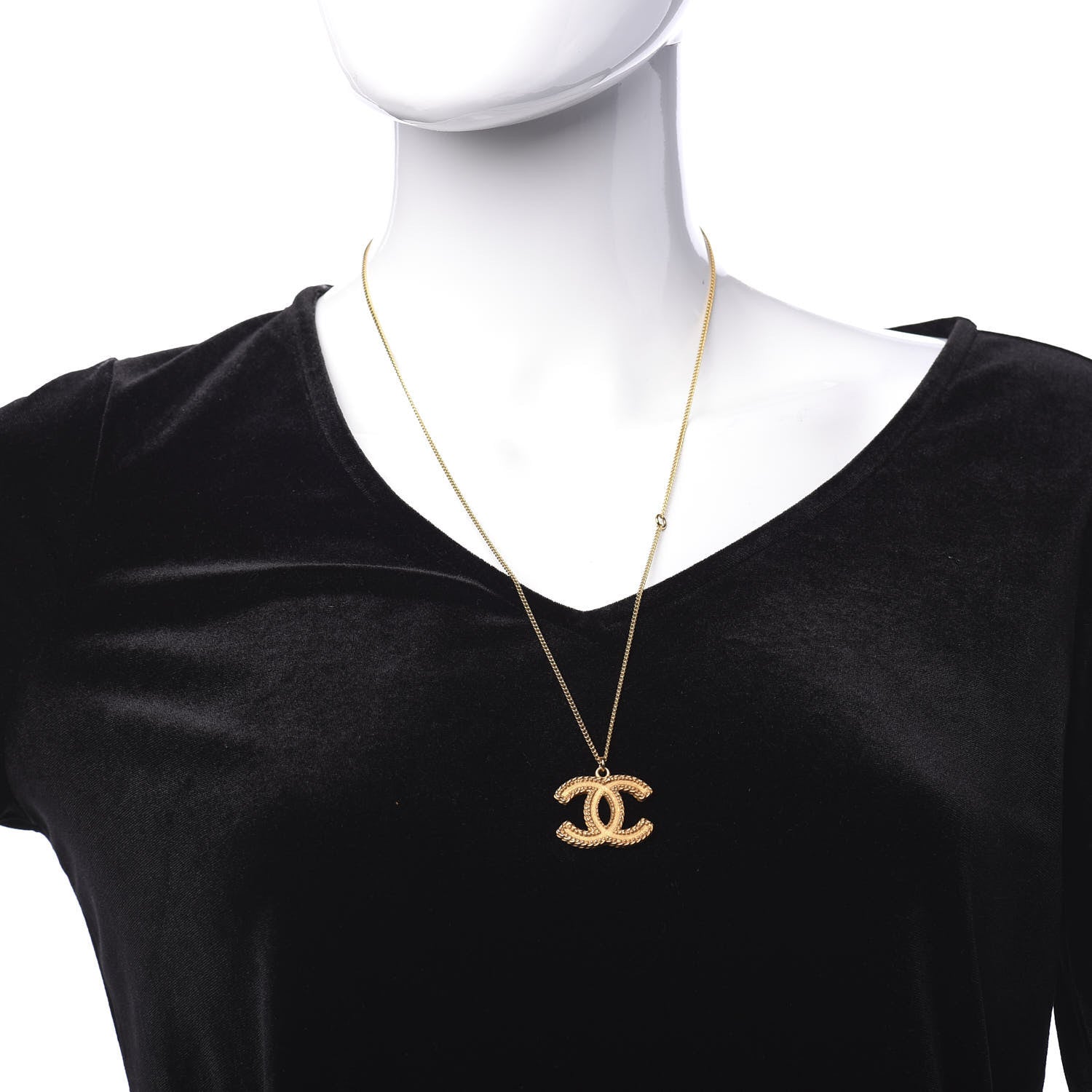 Chanel Metal CC Necklace Matte Gold 2 of 5