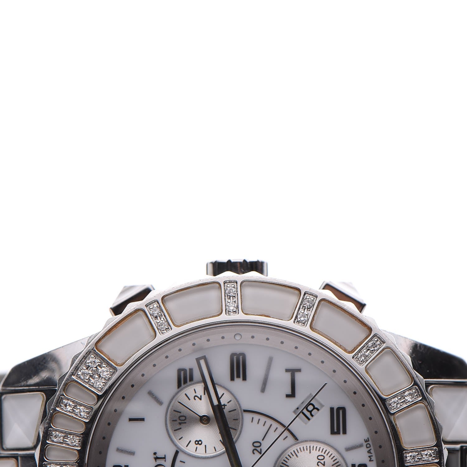 Christian Dior Stainless Steel Diamond Sapphire 38mm Christal Chronograph Quartz Watch White 9 of 11