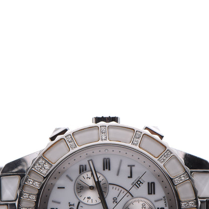 Christian Dior Stainless Steel Diamond Sapphire 38mm Christal Chronograph Quartz Watch White 9 of 11