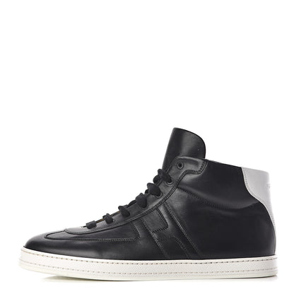 Hermes Calfskin Mens High Top Sneakers 43.5 Black White 1 of 8
