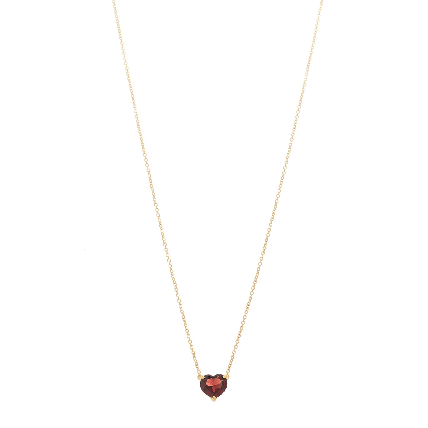 18K Yellow Gold Garnet Heart Pendant Necklace