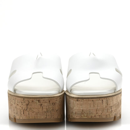 Hermes Calfskin Cork Eze 30 Sandals 37 White 3 of 9