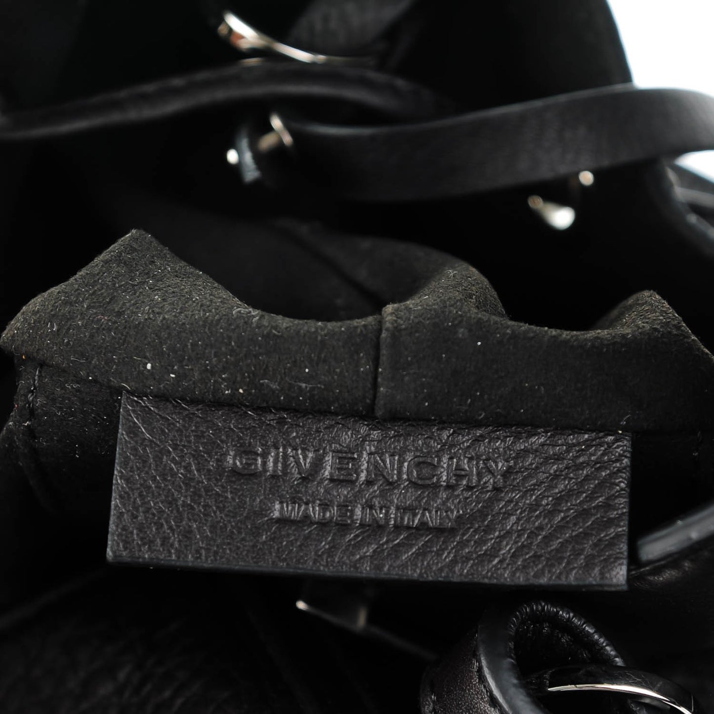 Calfskin Small Lucrezia Drawstring Bucket Bag Black