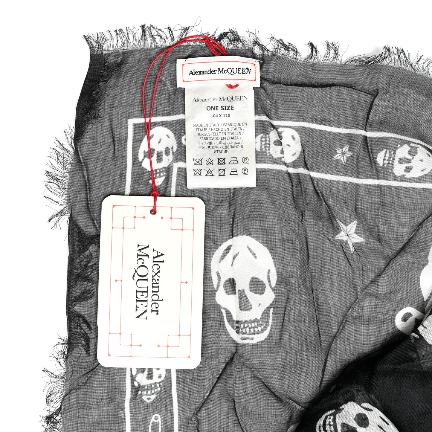 Silk Chiffon Punk Skull Scarf Black Ivory