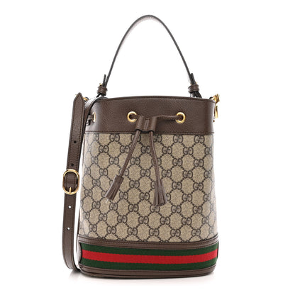 Gucci GG Supreme Monogram Web Small Ophidia Bucket Bag Brown 1 of 11