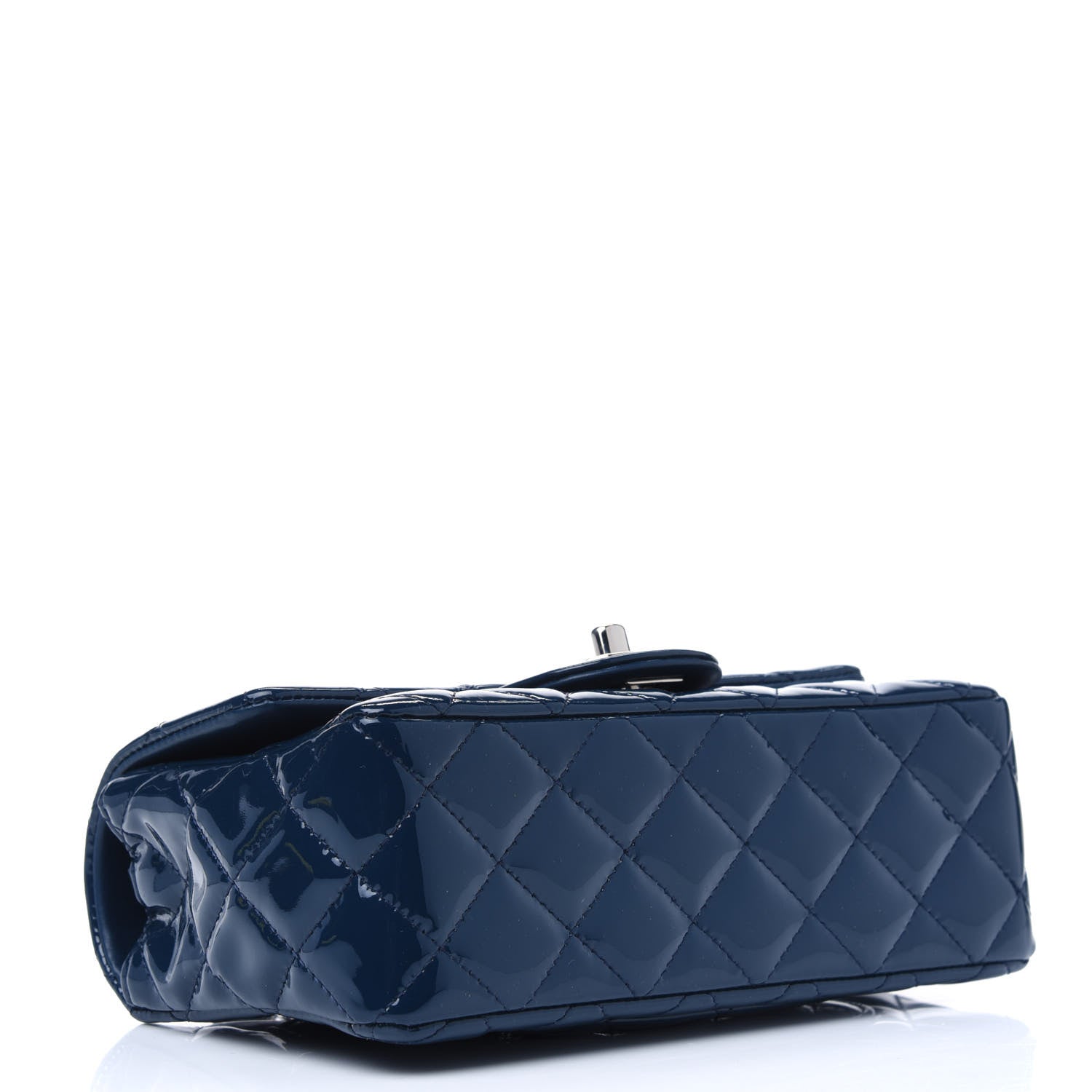 Chanel Patent Calfskin Quilted Mini Rectangular Flap Navy Blue 3 of 4