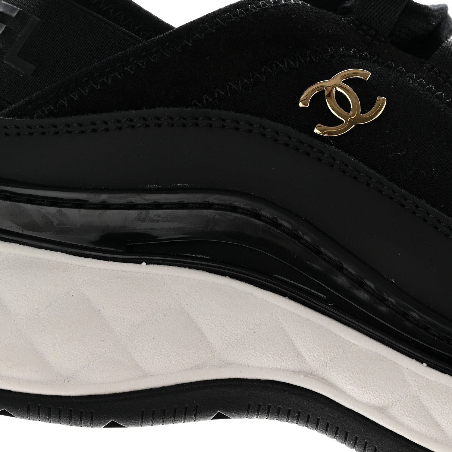 Chanel Velvet Calfskin Mixed Fibers CC Sneakers 38 Black 12 of 13