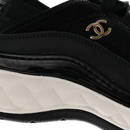 Chanel Velvet Calfskin Mixed Fibers CC Sneakers 38 Black 12 of 13