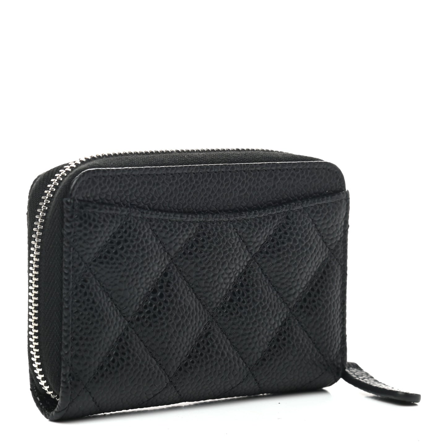 Caviar Quilted Zip Coin Purse Black