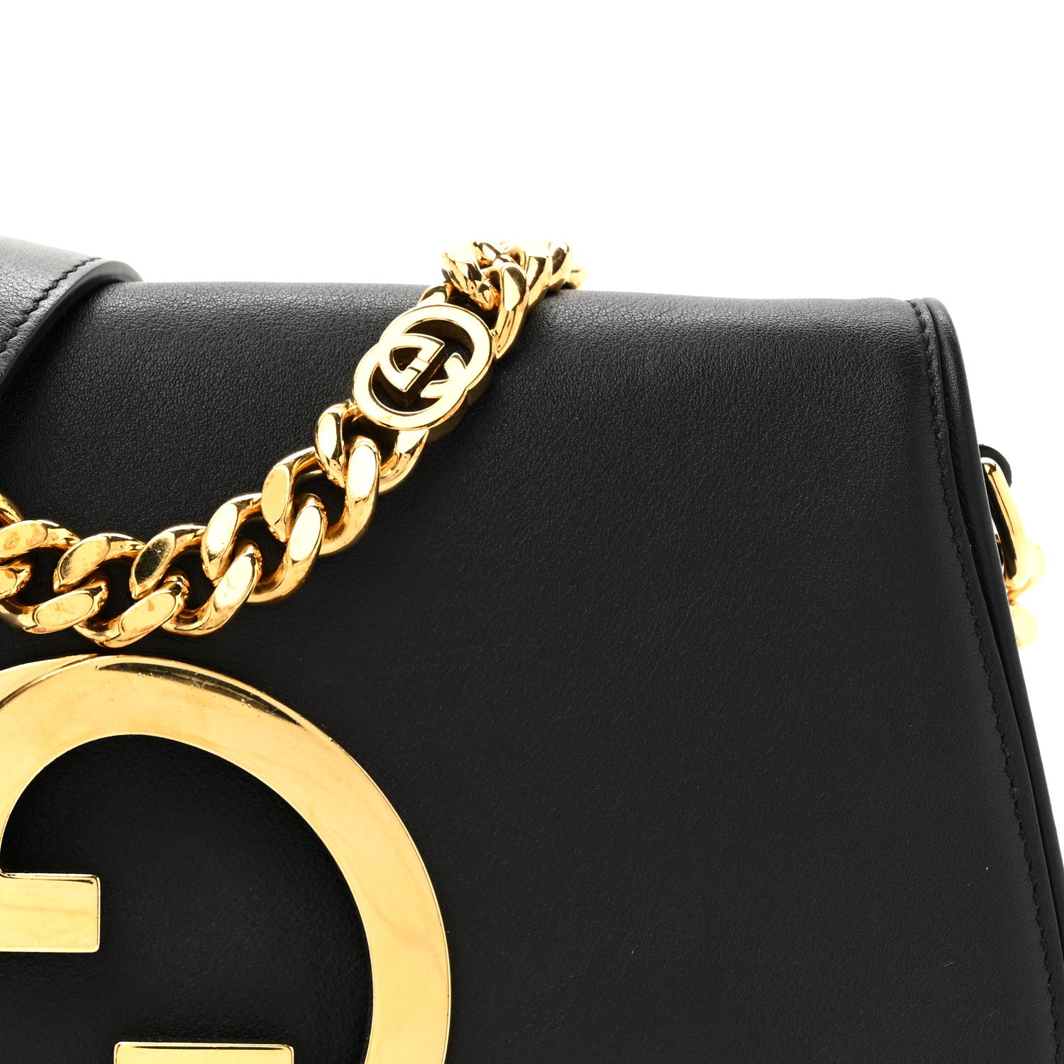 Gucci Roxy Calfskin Blondie Chain Shoulder Flap Bag Black 8 of 12